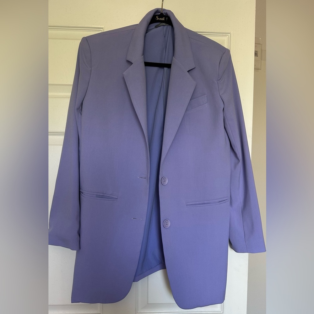 Long Purple Structured Blazer